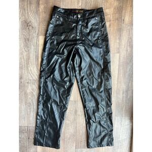 BC Ethic Black Faux Leather Pants Star Print Smooth Custom Fit Size 30